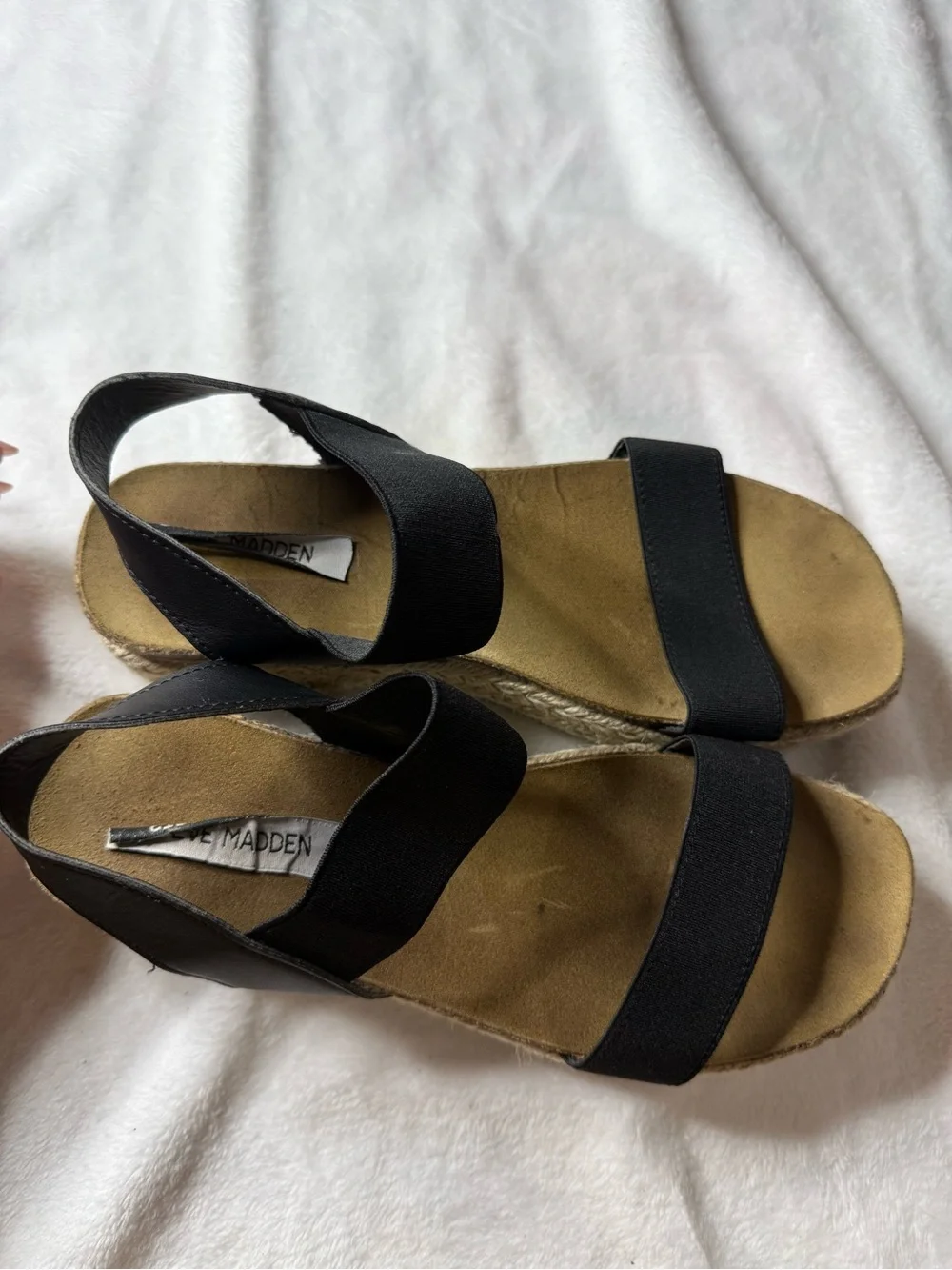 Steve Madden Black Platform Espadrille Sandals - Women's Casual Slide